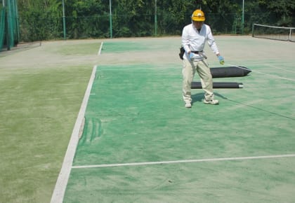 スポーツ施設　学校法人柳学園　テニスコート改修工事