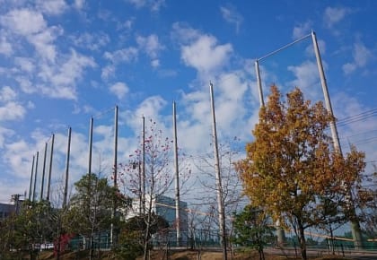 スポーツ施設　神戸市垂水区　神戸国際大学付属高等学校　防球ネット改修工事