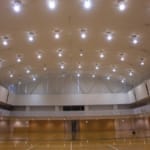 スポーツ施設　神戸常磐大学　体育館間仕切りネット設置工事