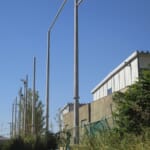 スポーツ施設　明石市立人丸小学校　南面防球ネット設置工事-施工状況